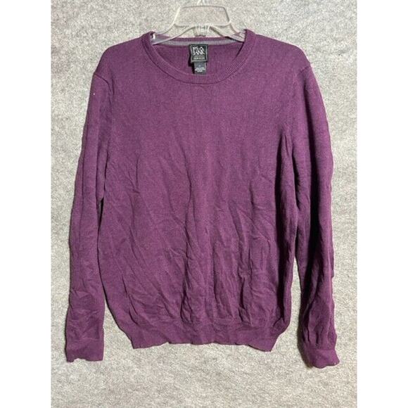 Jos A Bank Traveler Sweater Mens L Pima Cotton Crew Neck Pullover Purple - Picture 1 of 7
